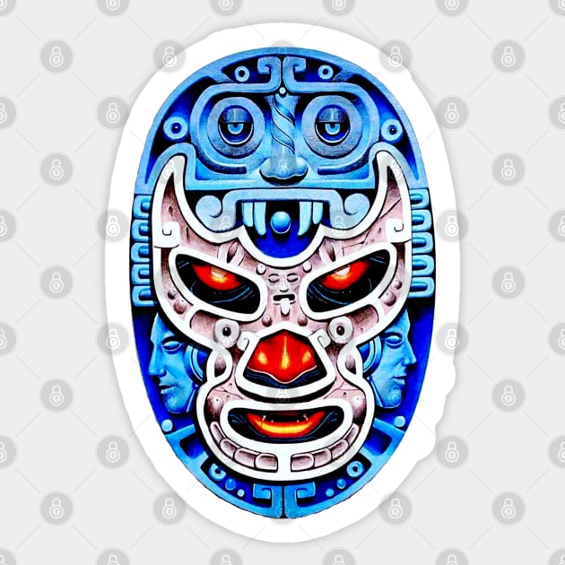 Feel-Ink Blue Demon Lucha Libre Wrestler Aztec Design Sticker by FeelInksense